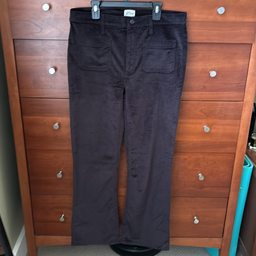 J.Crew Black Velvet Billie Demi Boot Stretch Jeans, 30 T, NWT!